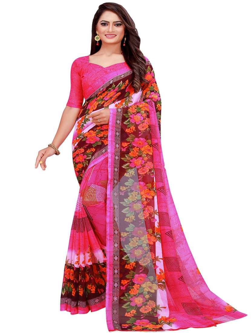 pack of 2 printed sarees with blouse - 18501003 - Standard Image - 2
