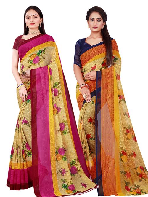 women's saree combo with blouse - 18501172 - Standard Image - 0