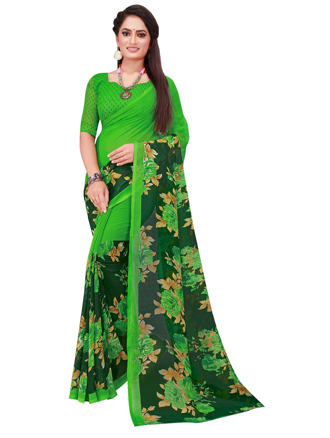 pack of 2 printed sarees  with blouse - 18501352 -  Standard Image - 2