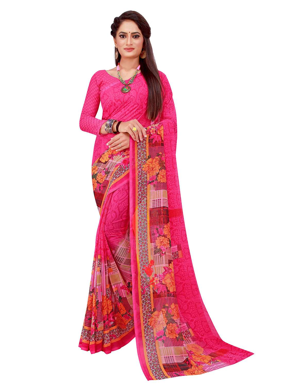 women's printed multi colored saree with blouse - 18501367 -  Standard Image - 2