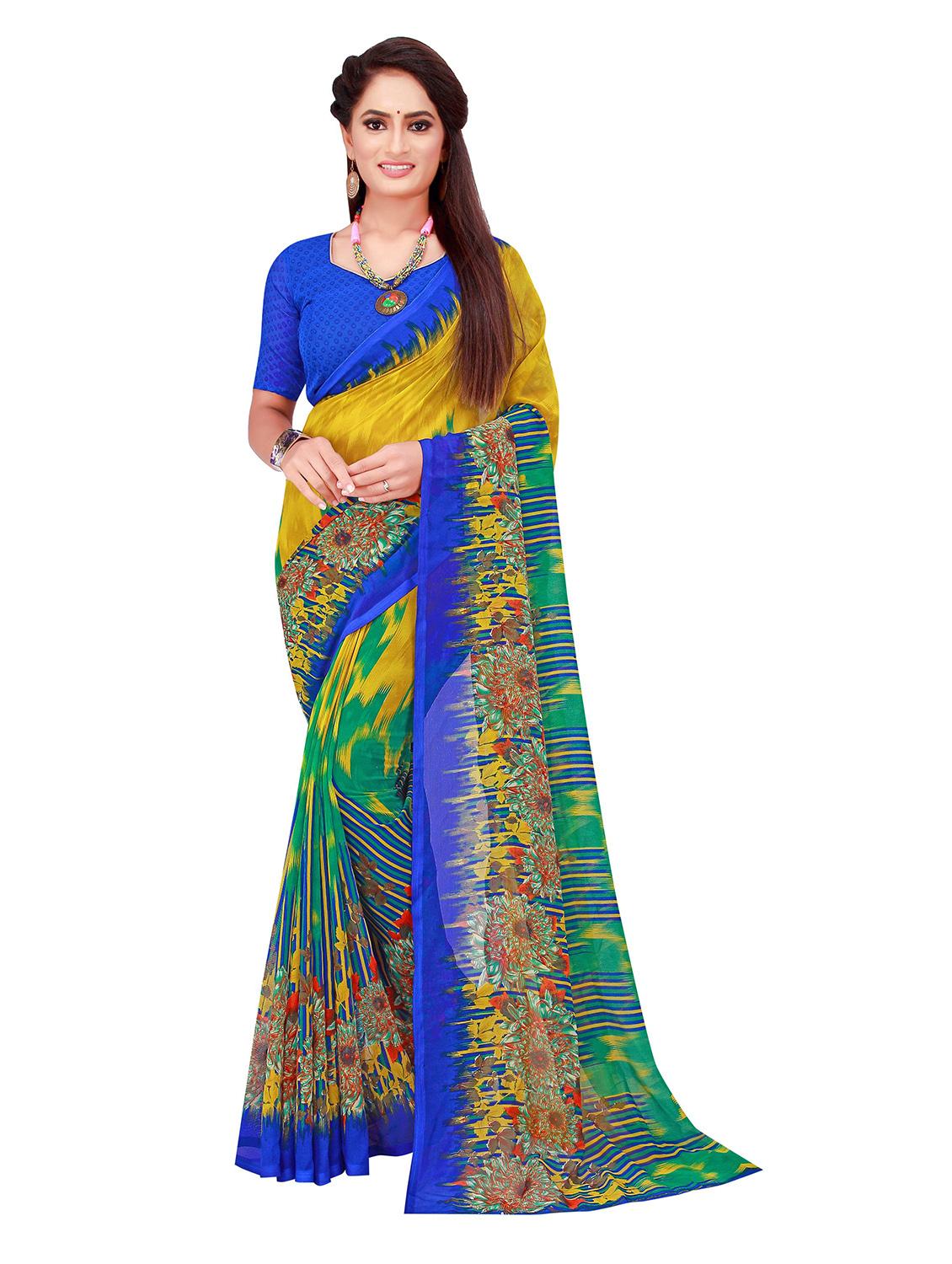 pack of 2 printed sarees with blouse - 18501415 - Standard Image - 2