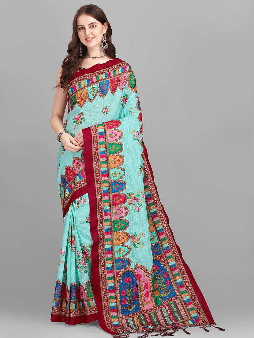 kaantha work printed saree  with blouse