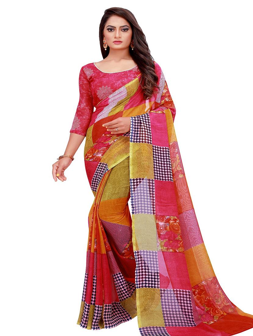 pack of 2 printed sarees with blouse - 18501808 - Standard Image - 2