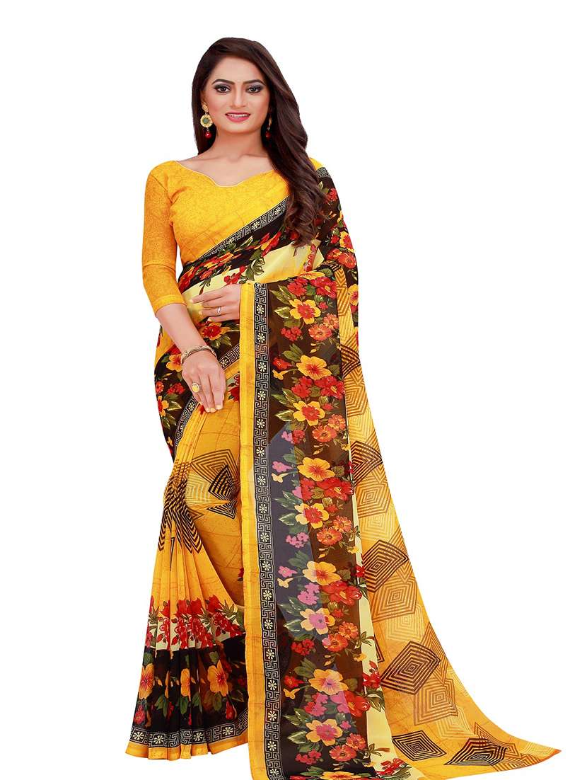 pack of 2 printed sarees with blouse - 18501817 -  Standard Image - 2