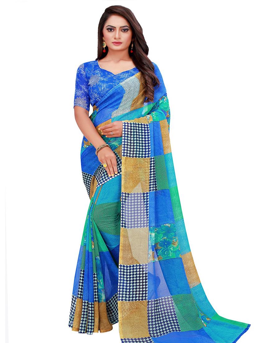 pack of 2 printed saree with blouse - 18502095 - Standard Image - 2