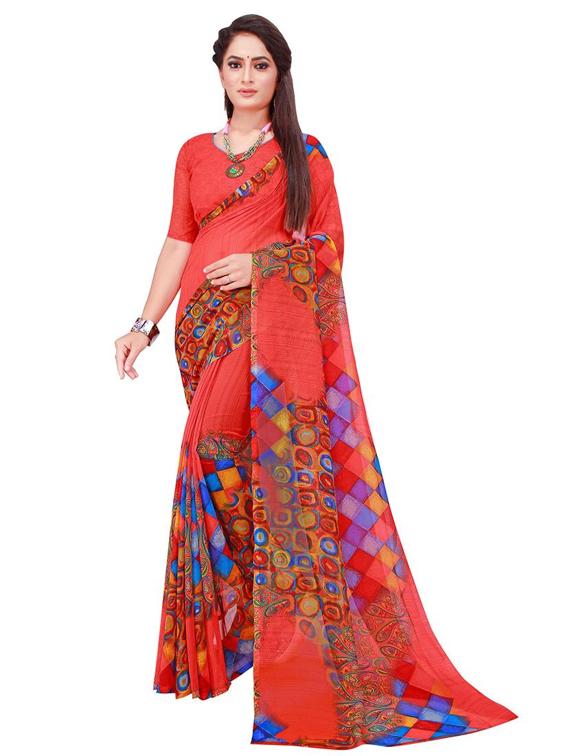 pack of 2 printed sarees with blouse - 18502237 - Standard Image - 2