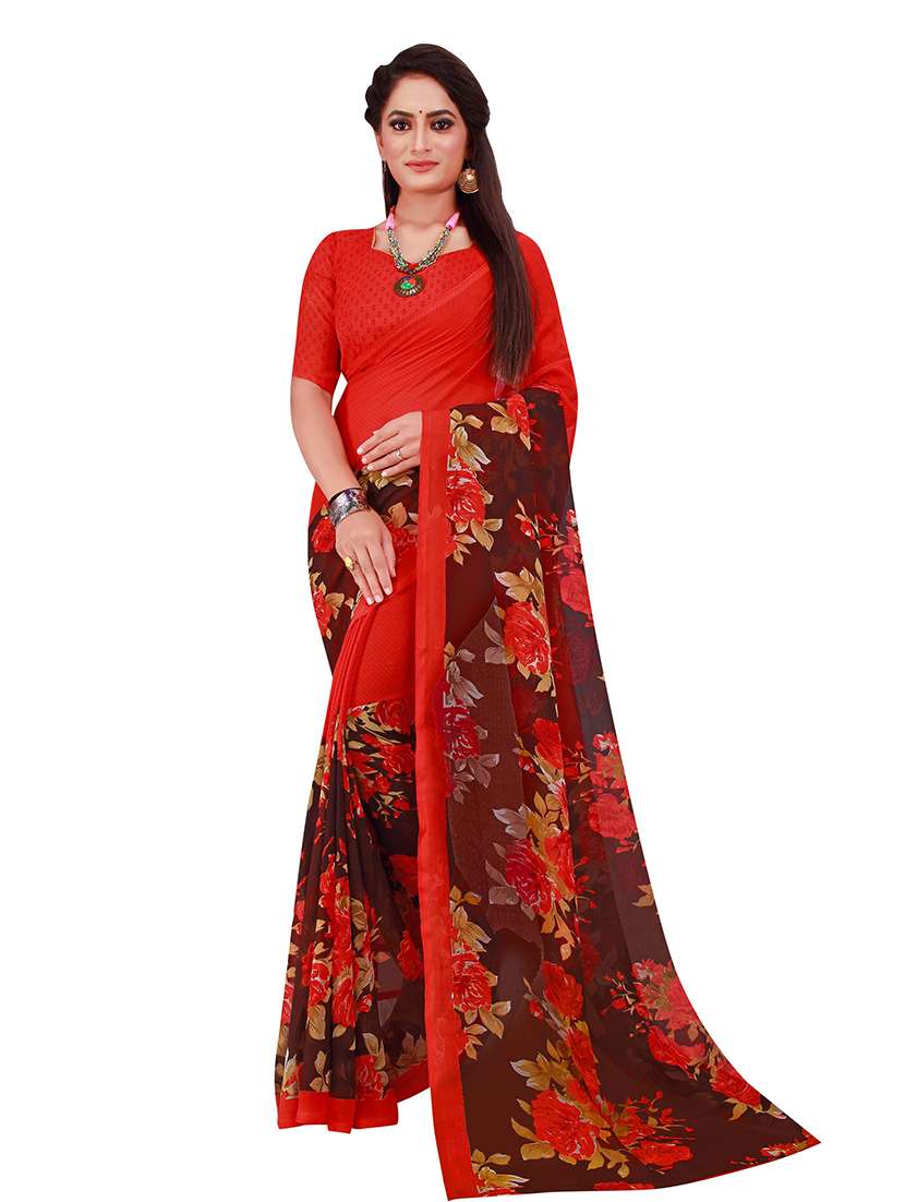 pack of 2 printed sarees with blouse - 18502294 -  Standard Image - 2