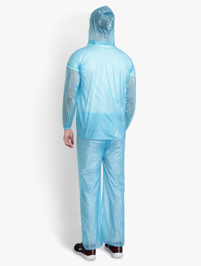 blue transparent solid hooded rain suit - 18503985 - Standard Image - 2