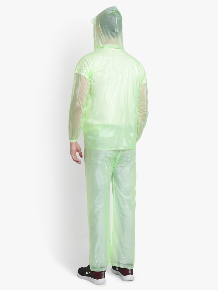 green transparent solid hooded rain suit - 18503986 - Standard Image - 2
