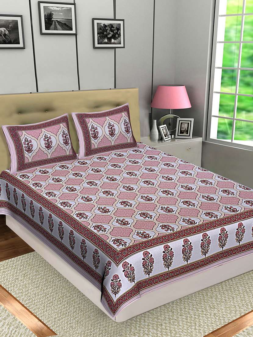 texstylers jaipuri traditional queen size bedsheet with 2 pillow covers
