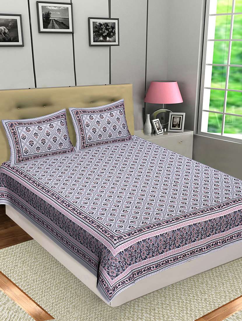 texstylers jaipuri traditional queen size bedsheet with 2 pillow covers