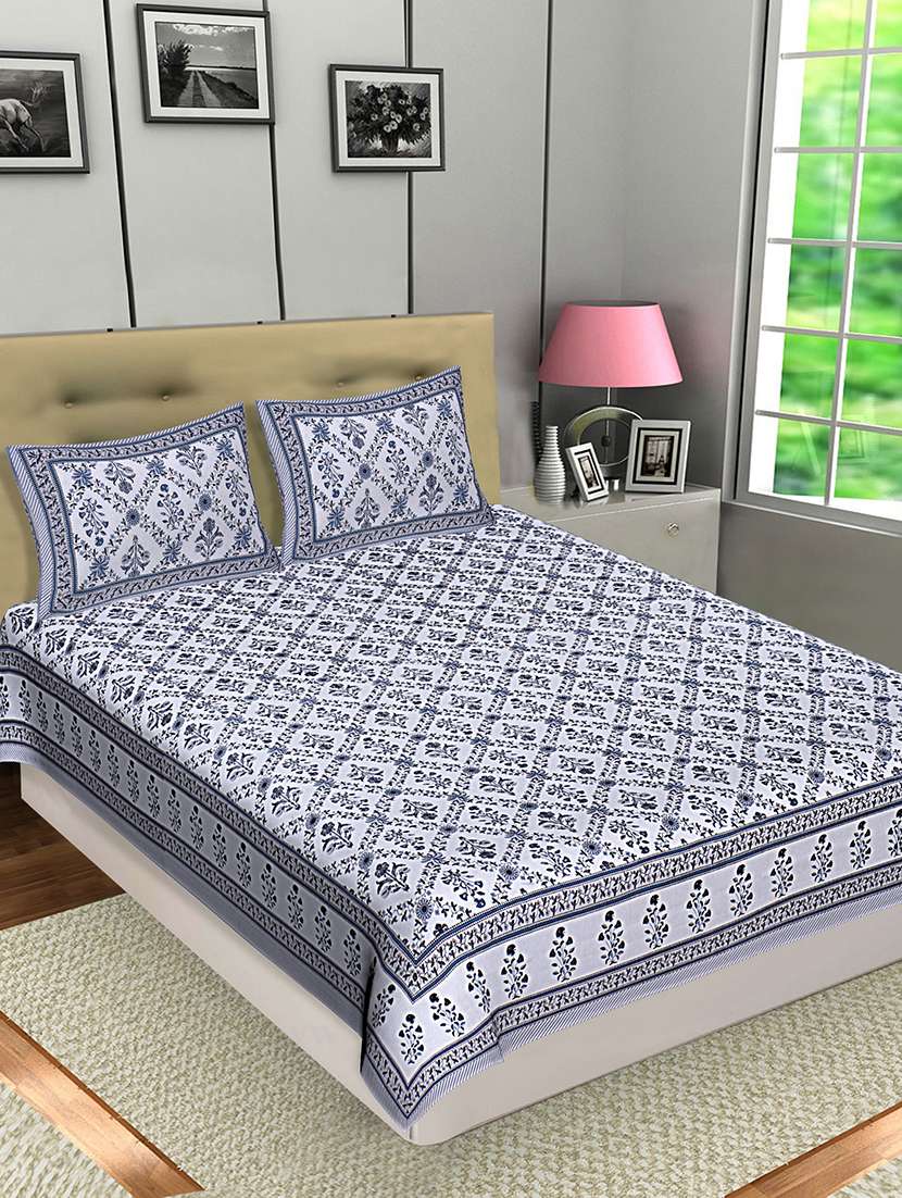 texstylers jaipuri traditional queen size bedsheet with 2 pillow covers