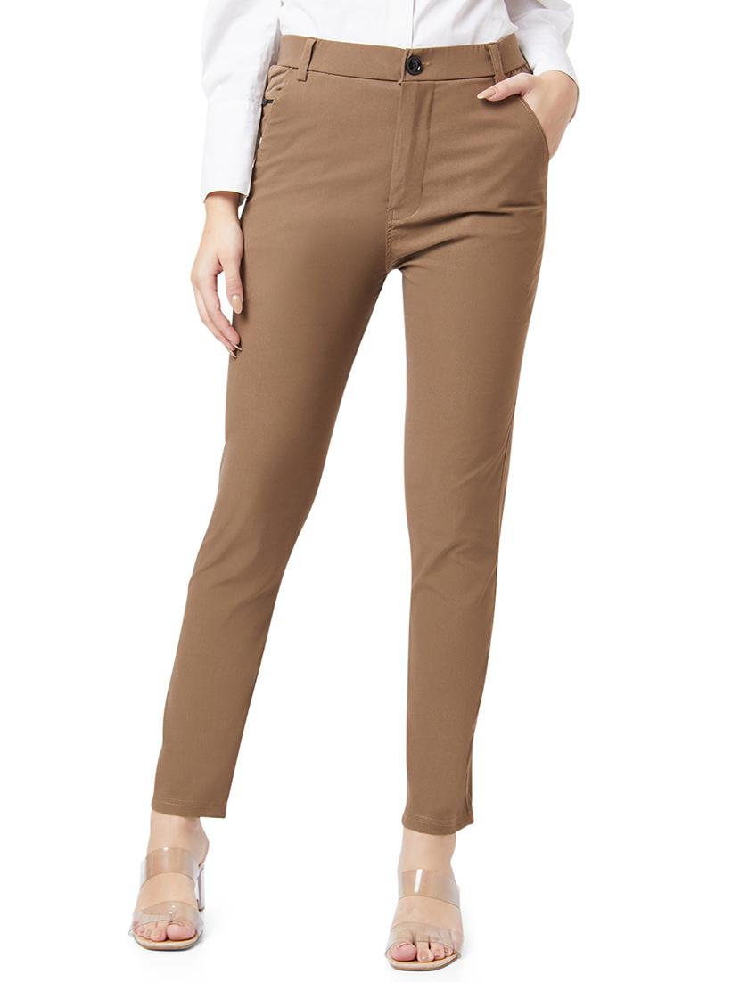 mid rise solid flat front trouser 