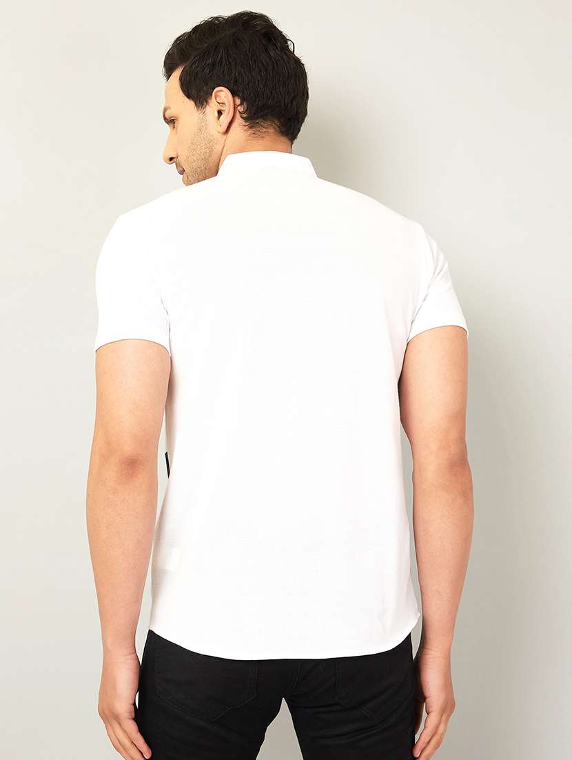 white color-blocked casual shirt - 18507423 -  Standard Image - 2