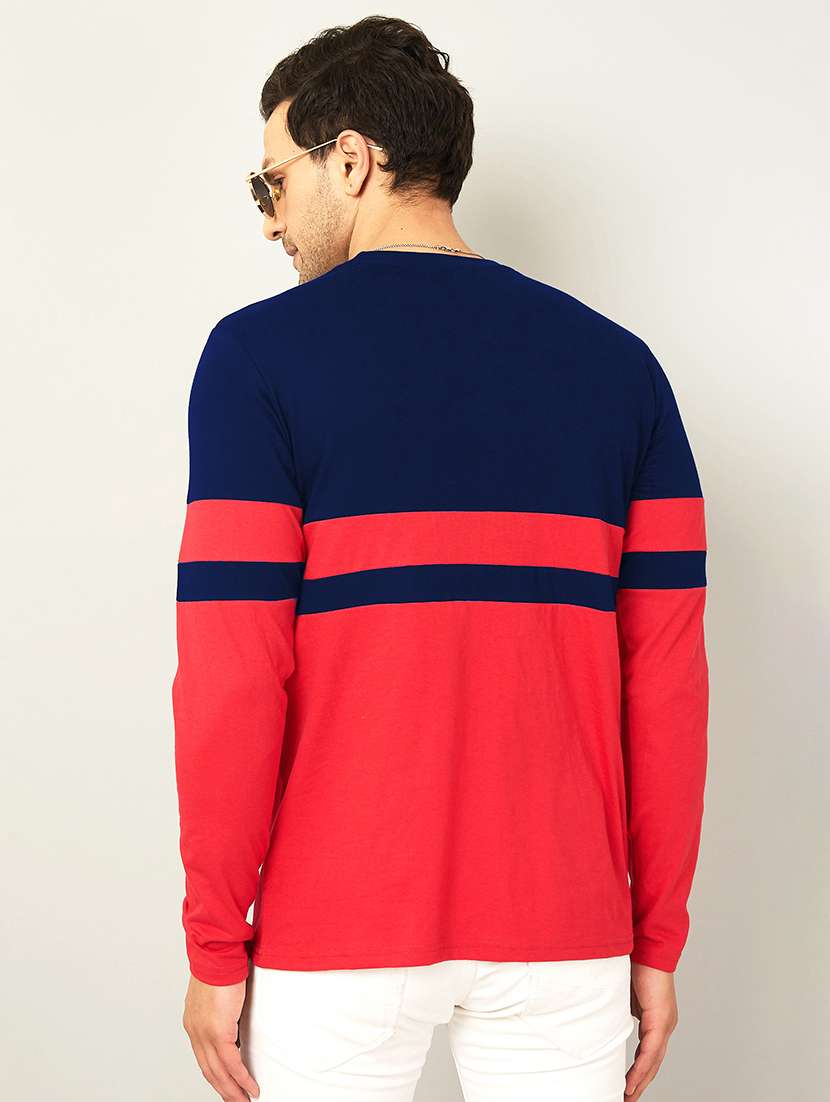 red color block casual t-shirt - 18507489 - Standard Image - 2