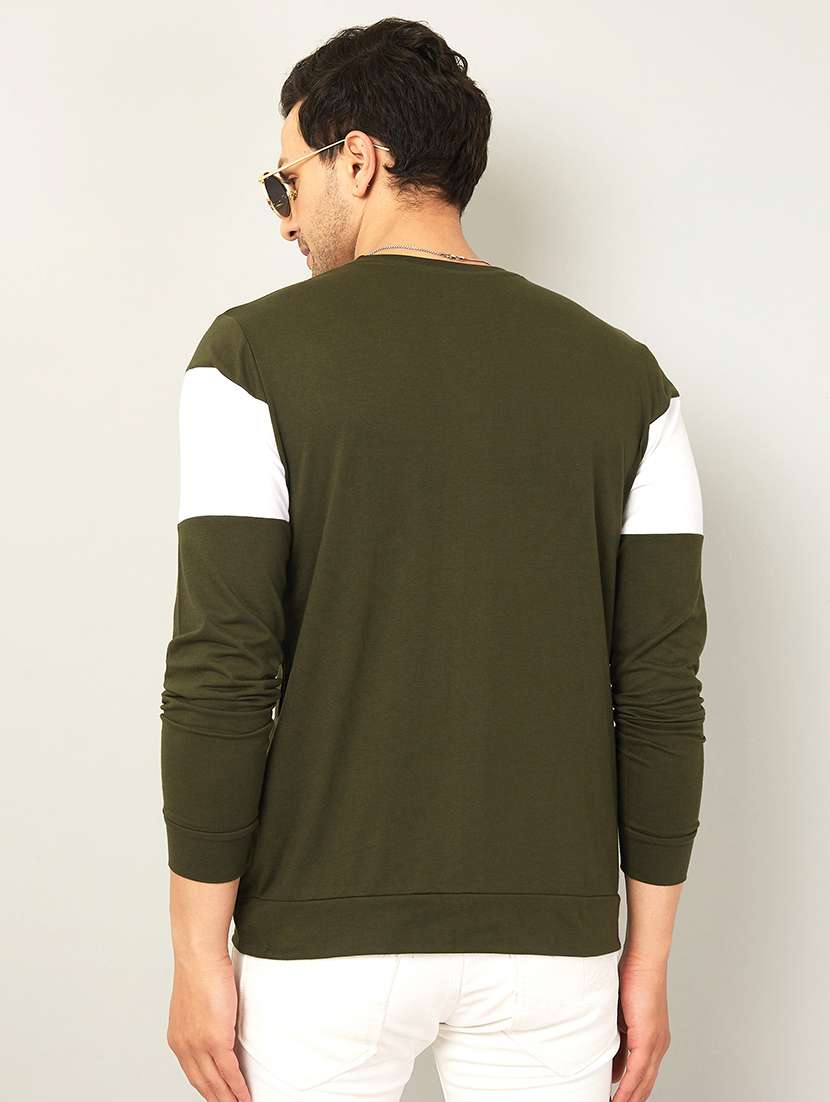 olive green color block t-shirt  - 18507500 -  Standard Image - 2