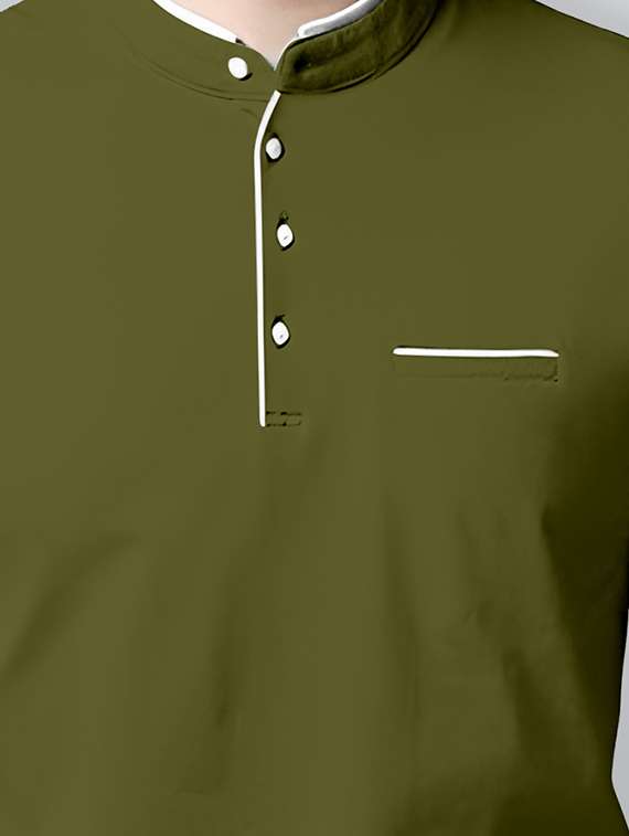 men green regulal fit mandarin neck solid t-shirt - 18507615 -  Standard Image - 2