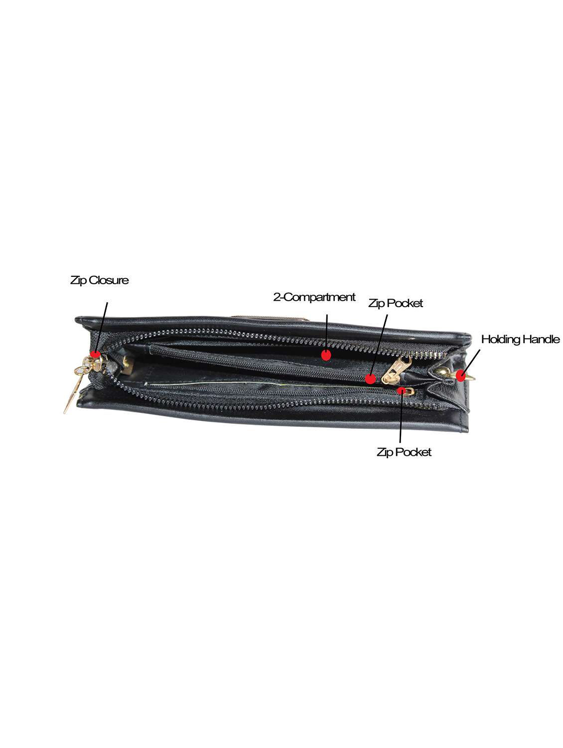 black leatherette (pu) regular clutch - 18507904 -  Standard Image - 2