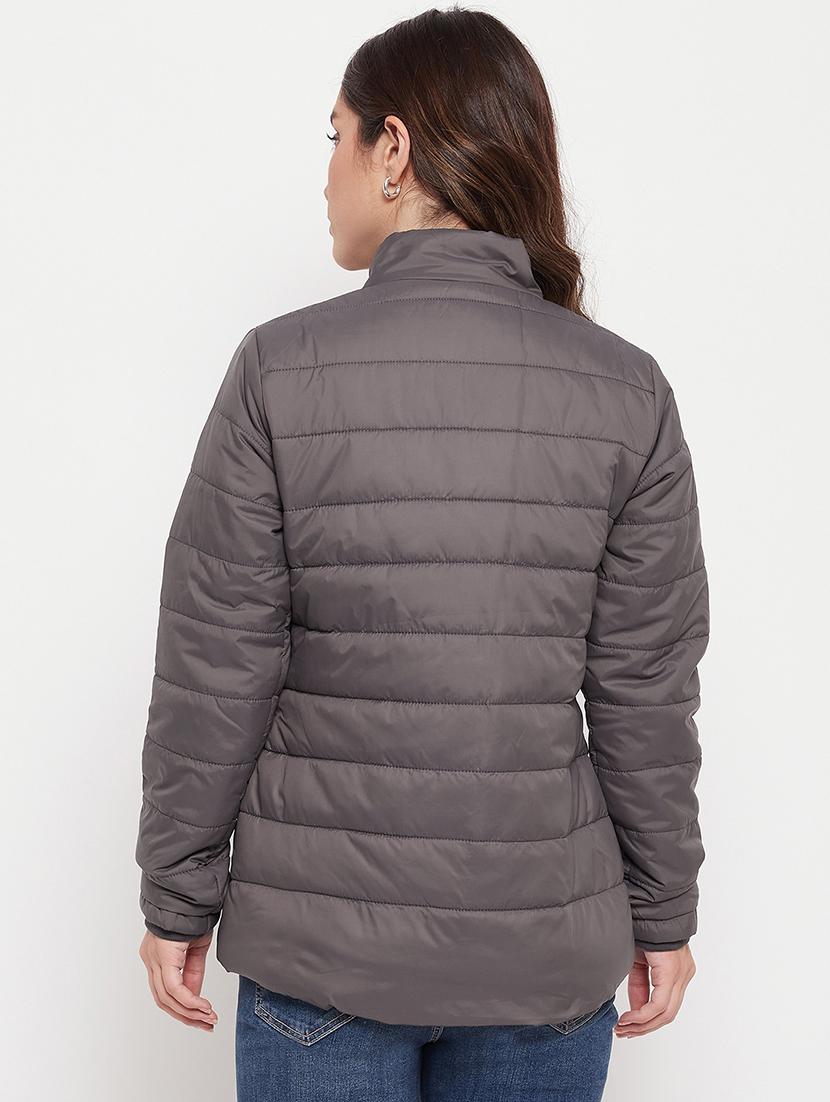 women solid long sleeve quilted jacket - 18507968 - Standard Image - 2