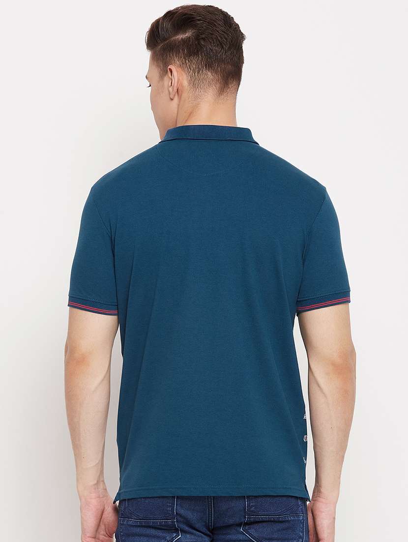 teal printed polo t-shirt - 18507996 - Standard Image - 2