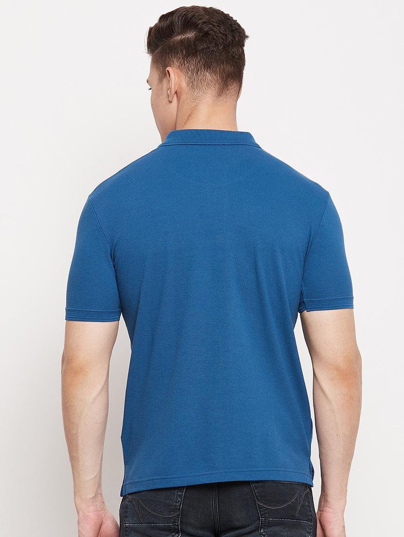 teal polo neck solid t-shirt - 18508001 - Standard Image - 2