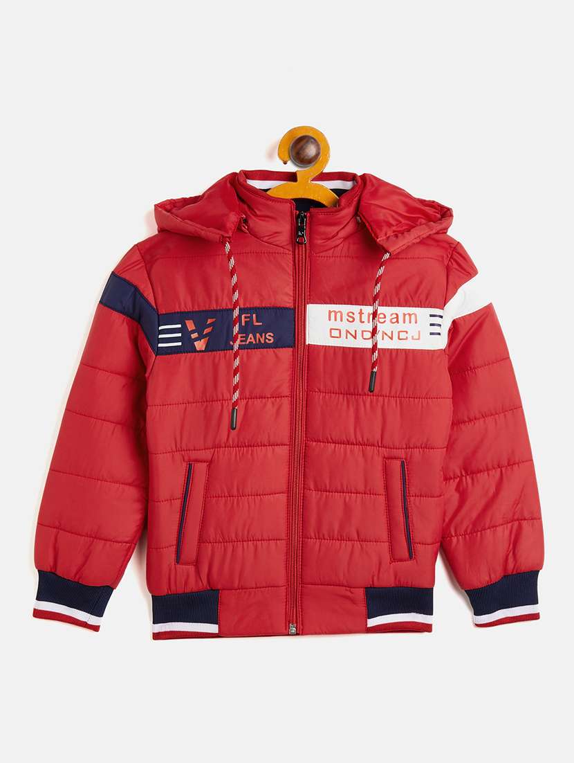 boys hooded neck quilted jacket 