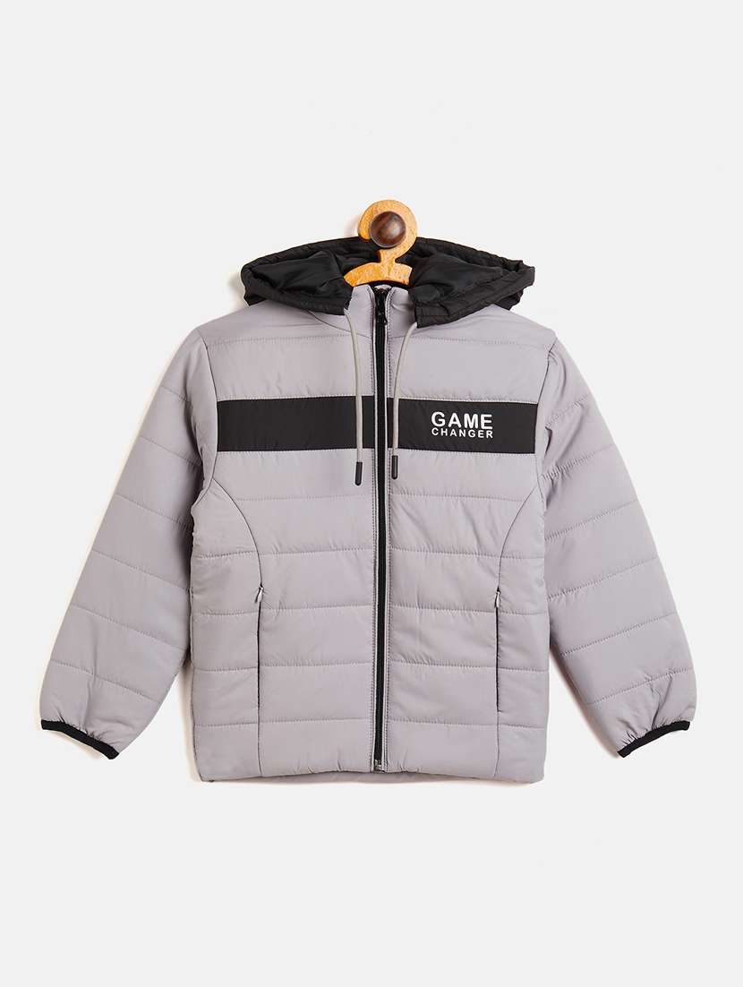 boys hooded neck quilted jacket 