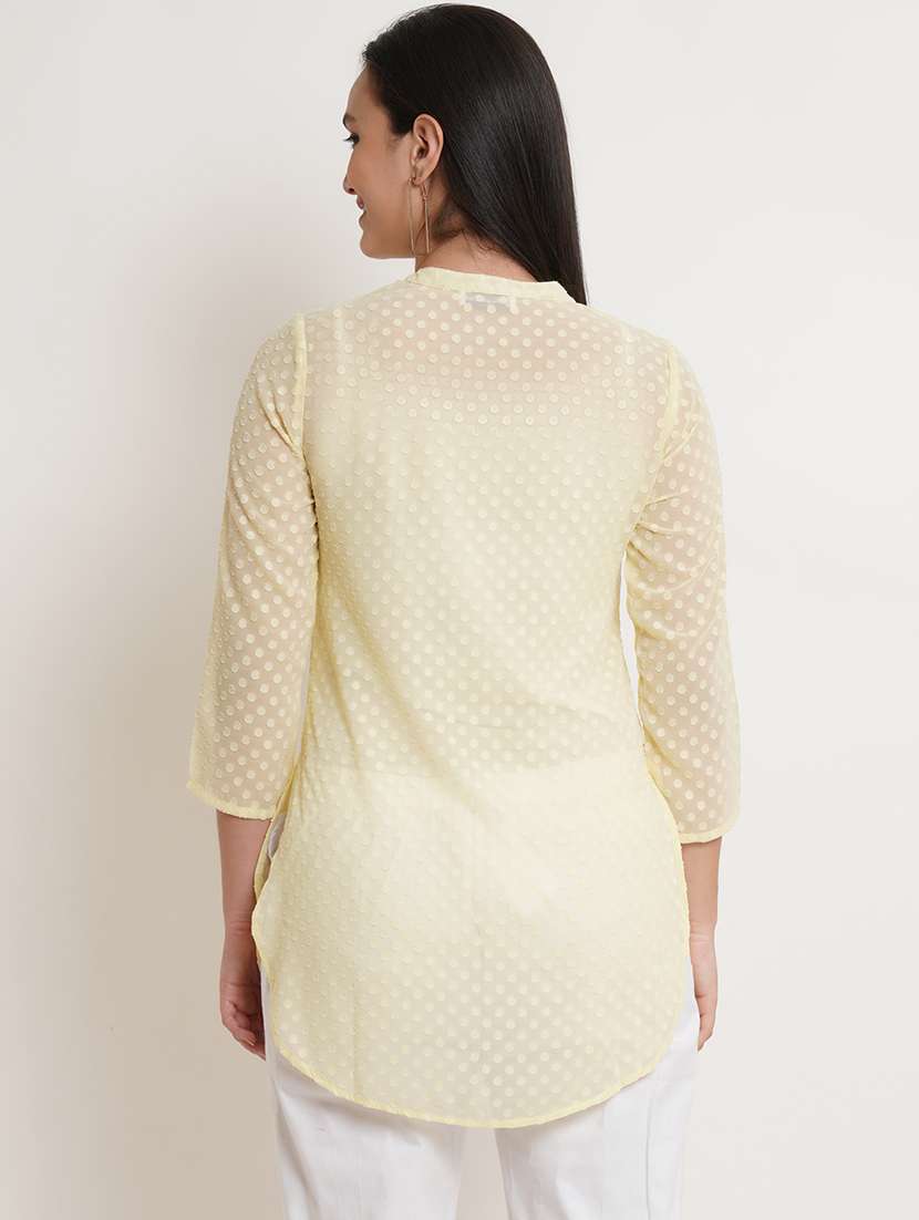 mandarin neck self design kurti - 18509667 - Standard Image - 2