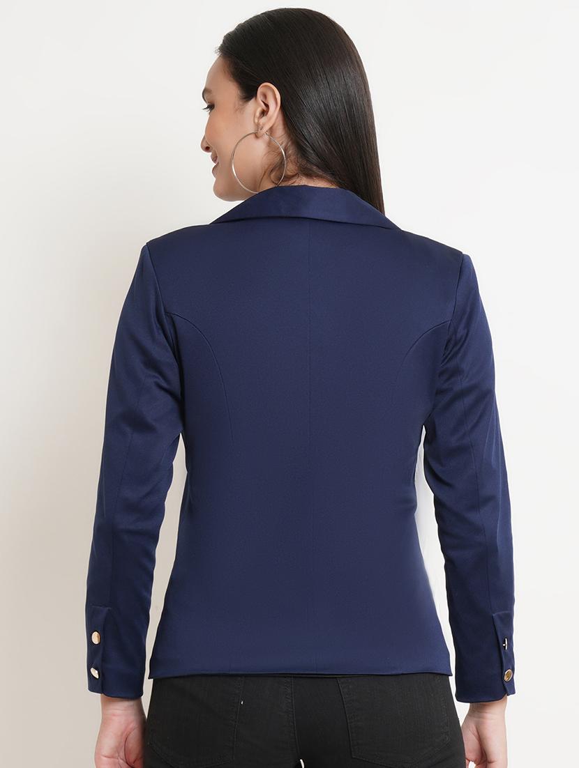 lapel neck solid casual blazer - 18509694 - Standard Image - 2