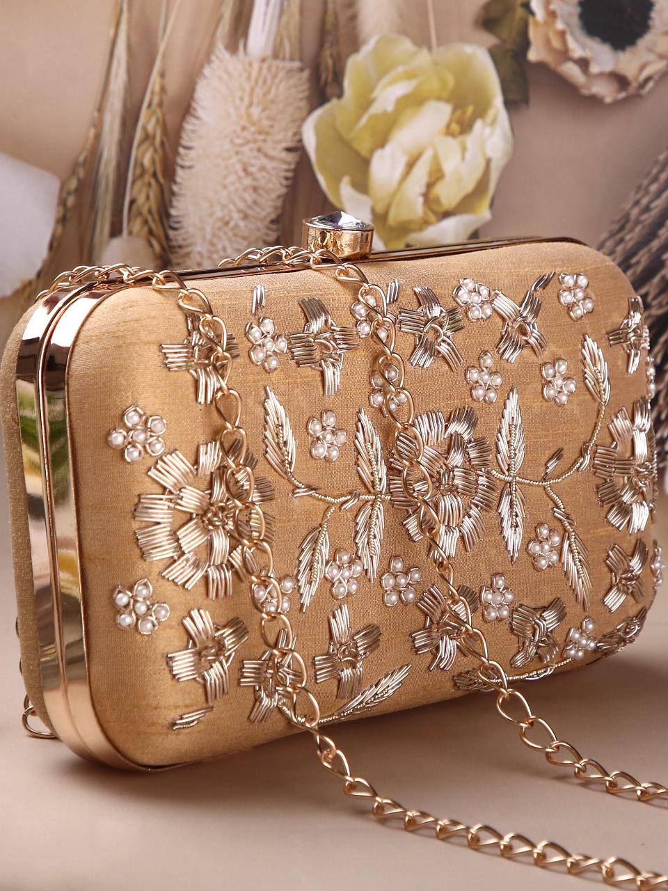 dbfashionvilla beige zardozi clutch box wedding - 18510080 - Standard Image - 2