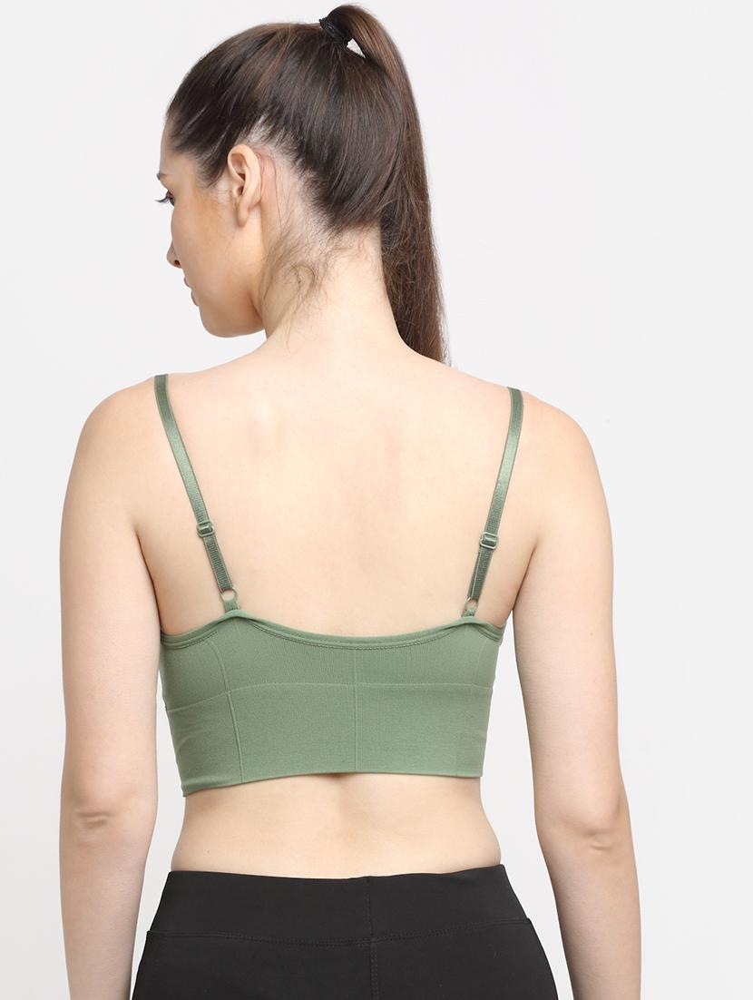 olive lightly padded sports bra - 18510119 - Standard Image - 2