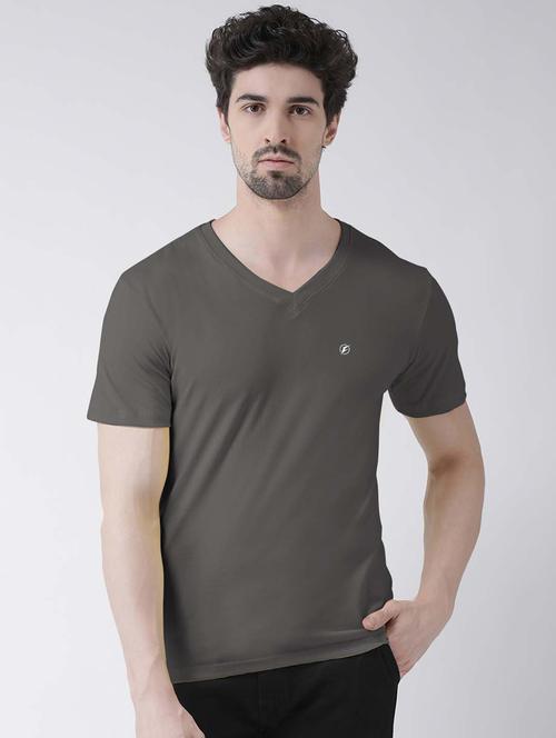 men grey slim fit solid t-shirt - 18510131 - Standard Image - 0
