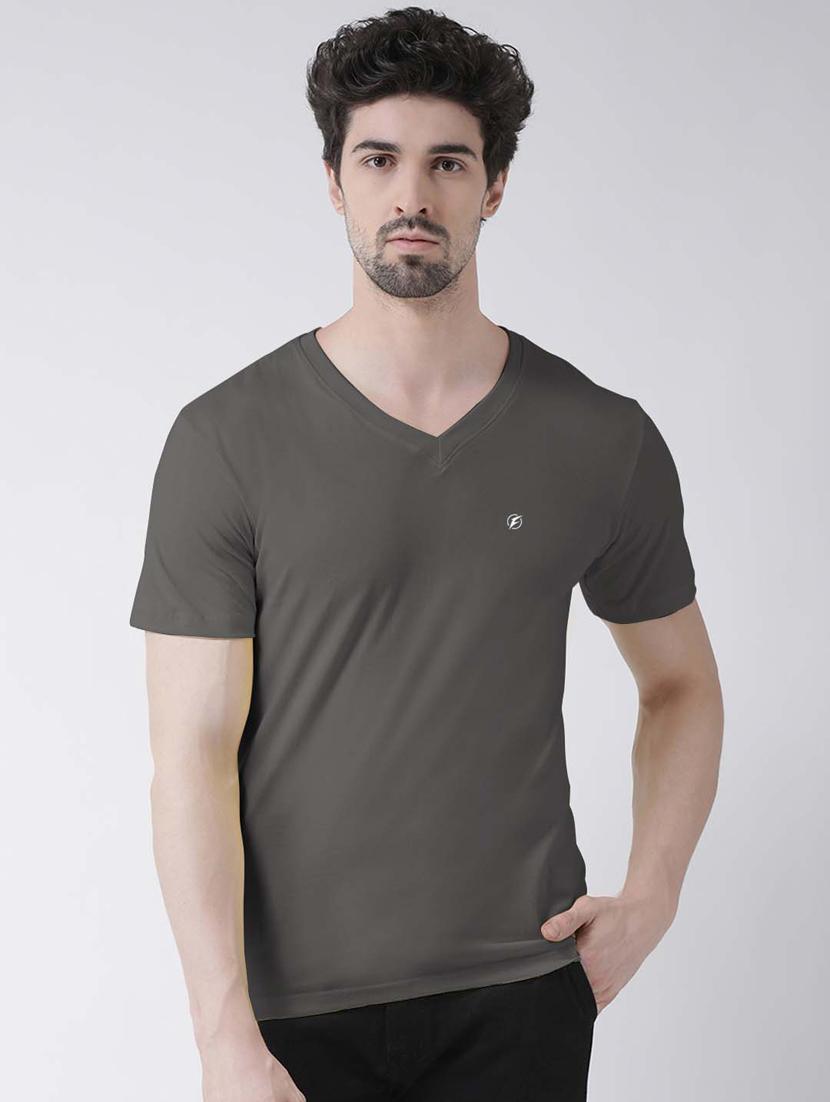 men grey slim fit solid t-shirt - 18510131 - Zoom Image - 0