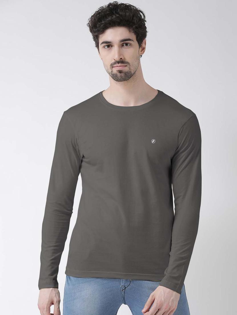 grey solid regular t-shirt - 18510132 - Zoom Image - 0