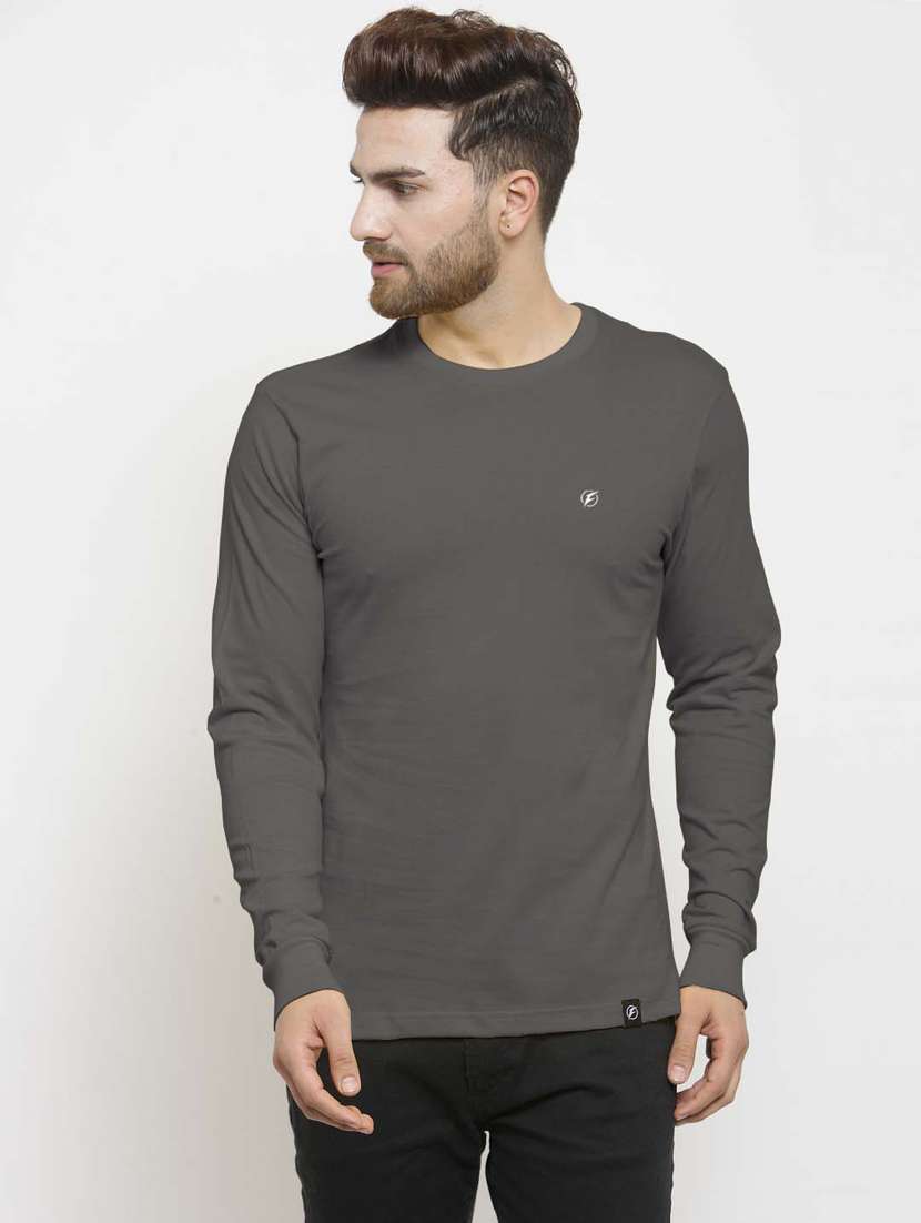 grey solid regular t-shirt