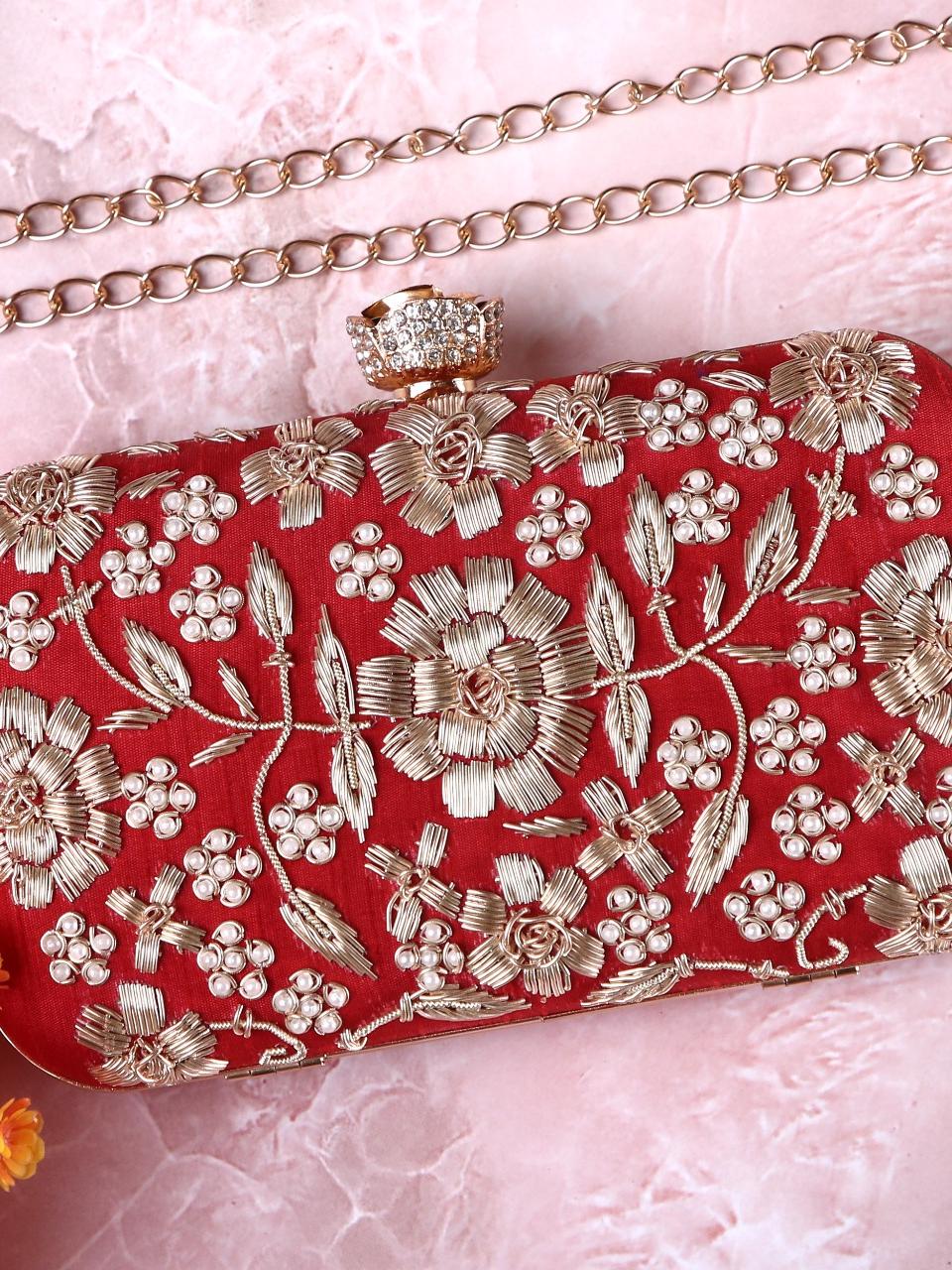 dbfashionvilla red zardozi clutch box wedding - 18510145 - Standard Image - 2