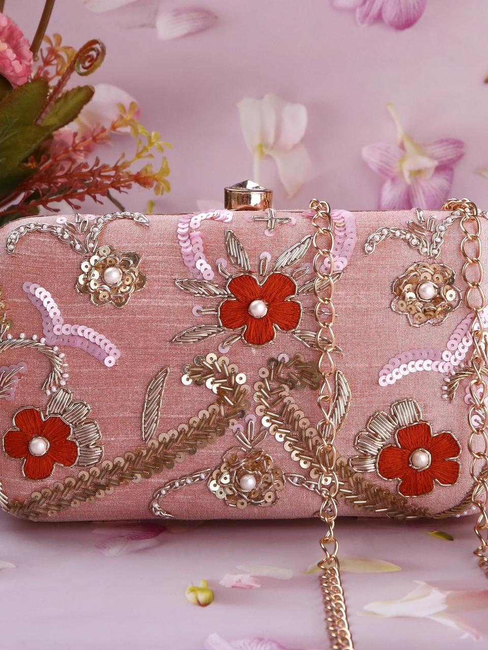 dbfashionvilla peach zardozi clutch box wedding - 18510147 - Standard Image - 2