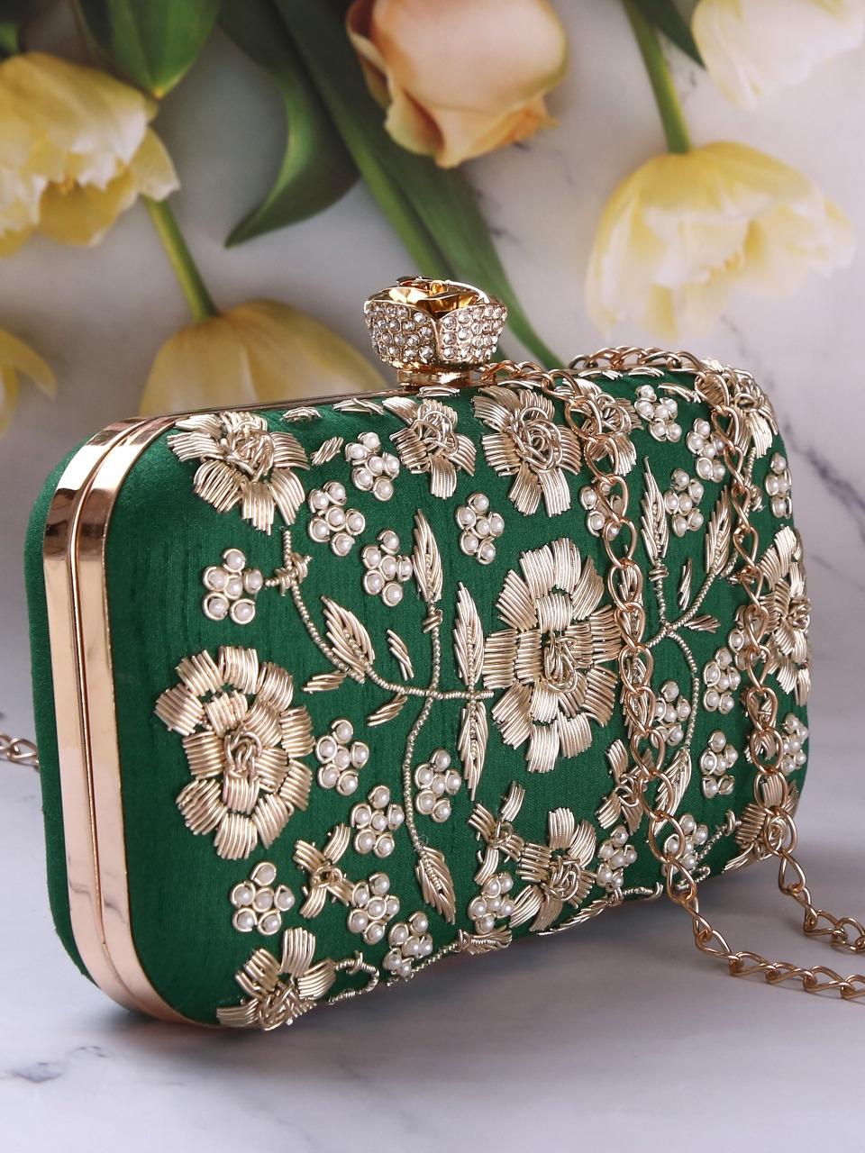 dbfashionvilla green zardozi clutch box wedding - 18510152 - Standard Image - 2