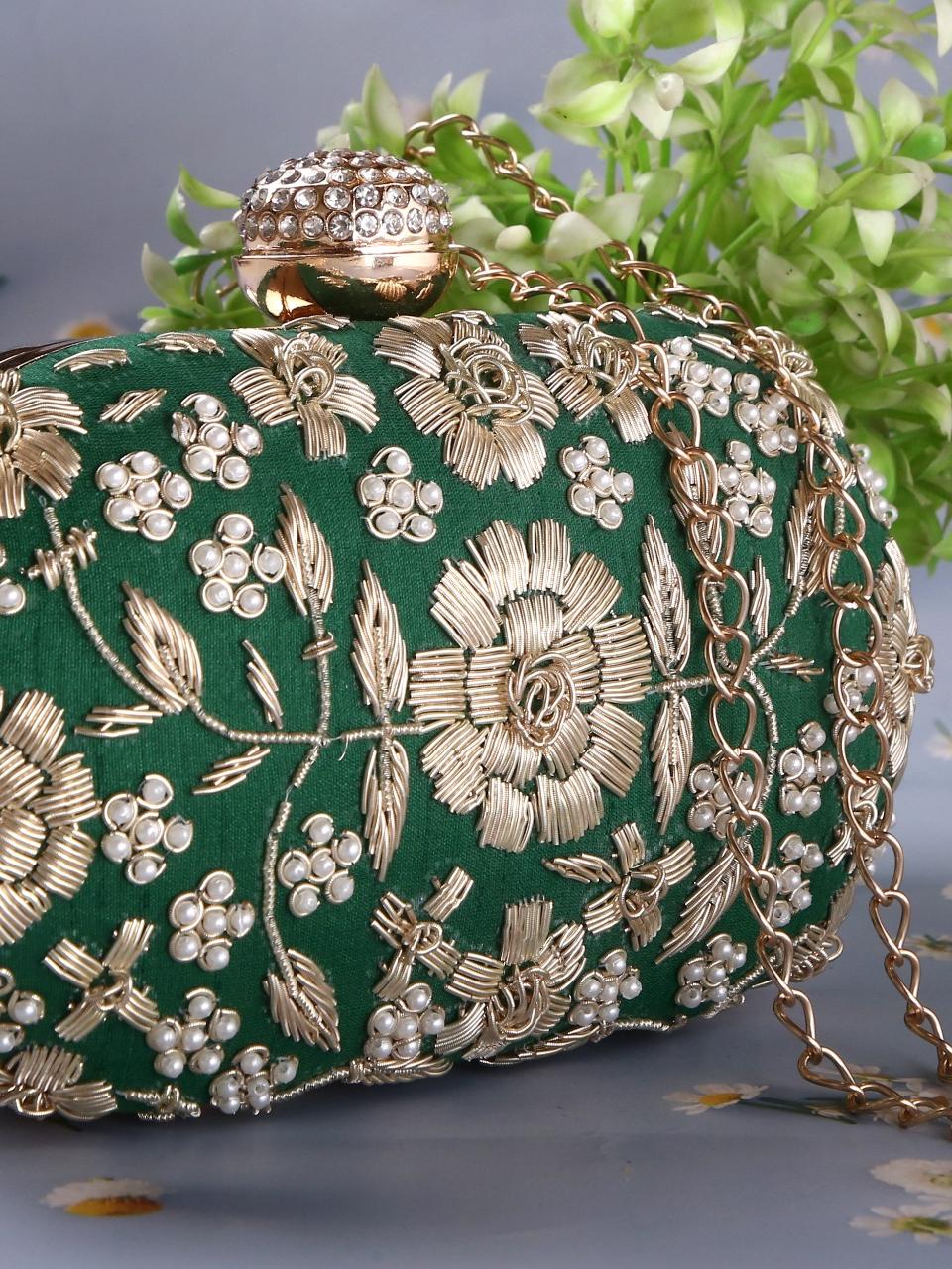 dbfashionvilla green zardozi clutch box wedding - 18510153 - Standard Image - 2