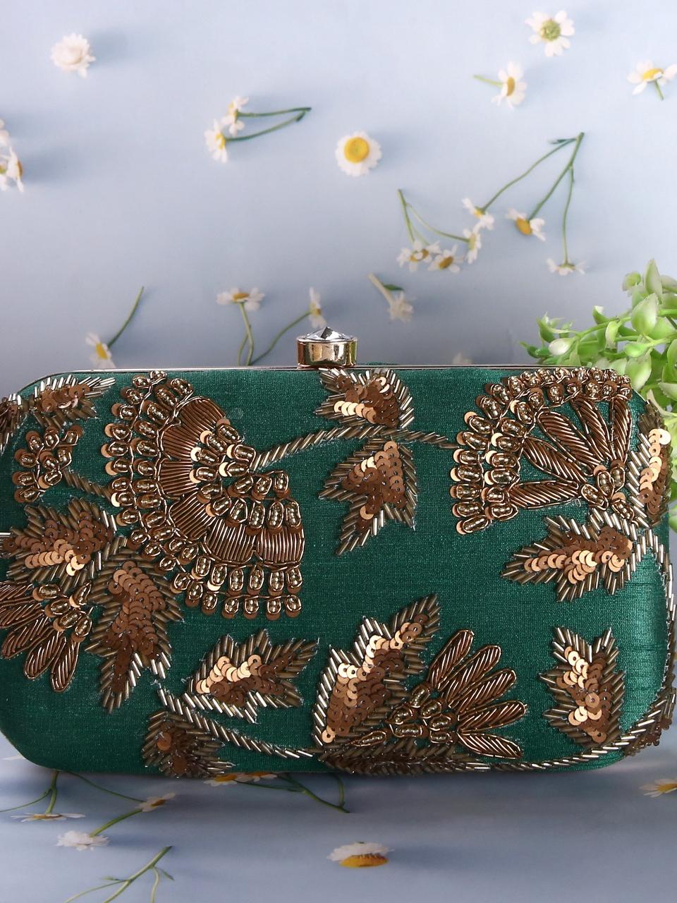 dbfashionvilla green zardozi clutch box wedding - 18510155 - Standard Image - 2