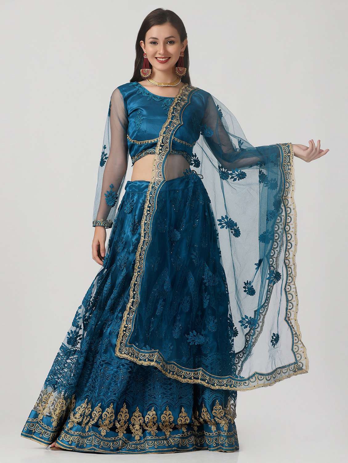 embroidered flared lehenga