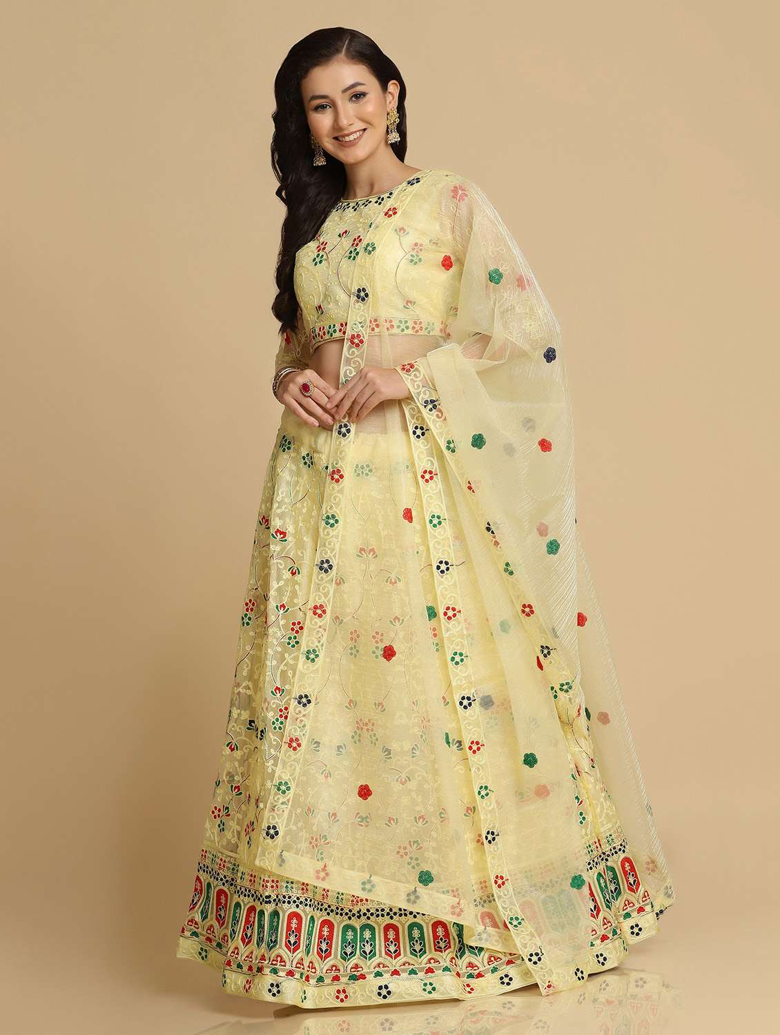 embroidered flared lehenga