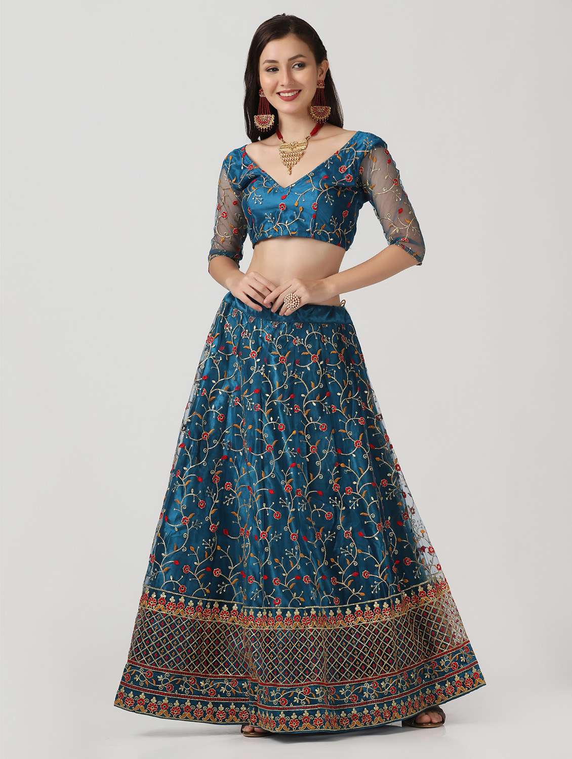 embroidered flared lehenga - 18510546 -  Standard Image - 2