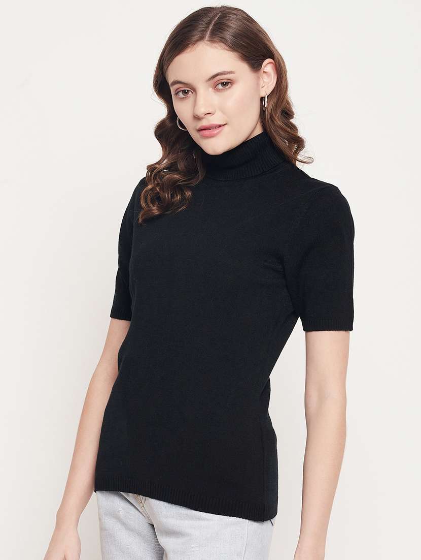 turtle neck solid pullover - 18512210 - Standard Image - 2