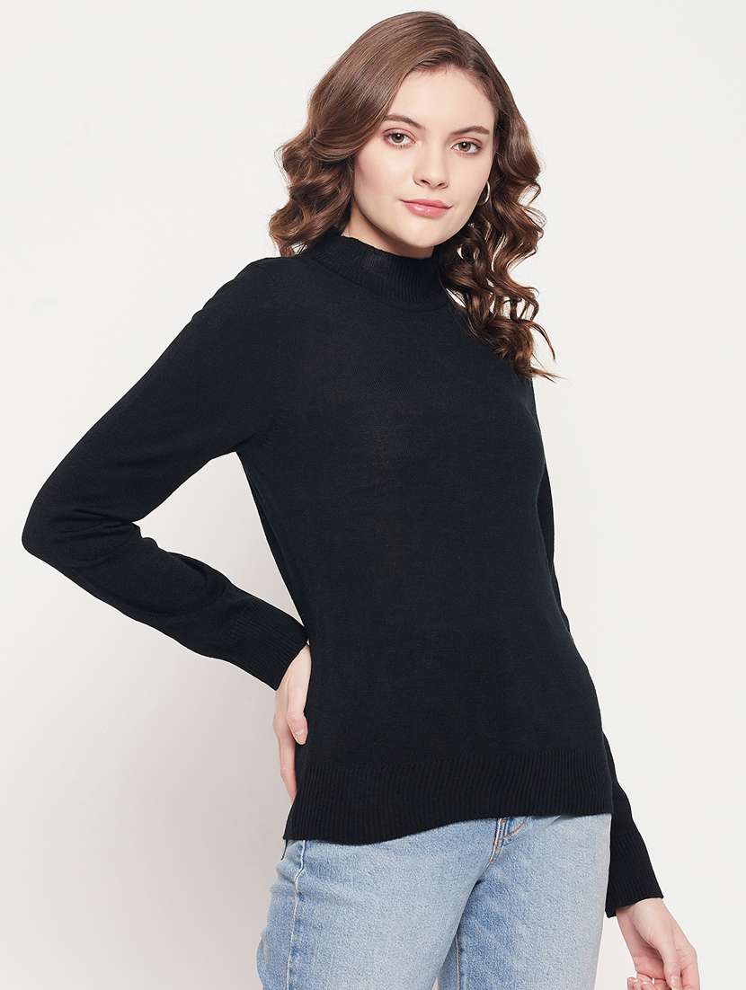long sleeved solid regular pullover - 18512214 - Standard Image - 2
