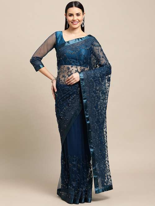 women's embroidered saree with blouse