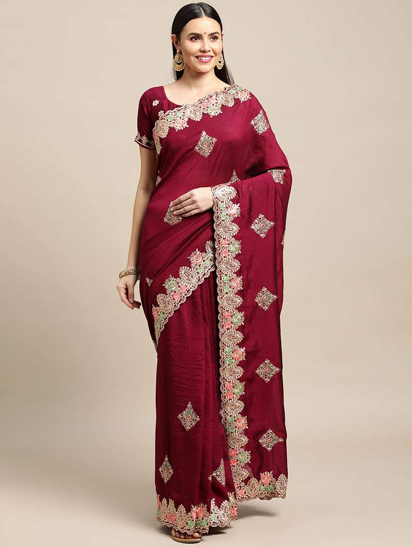 women's embroidered saree with blouse