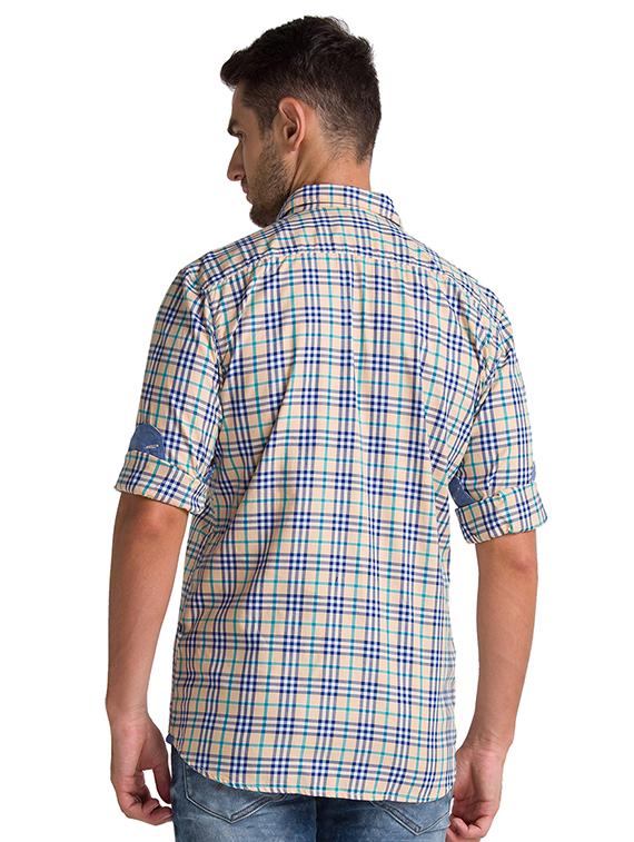 orange checkered casual shirt - 18512473 - Standard Image - 2