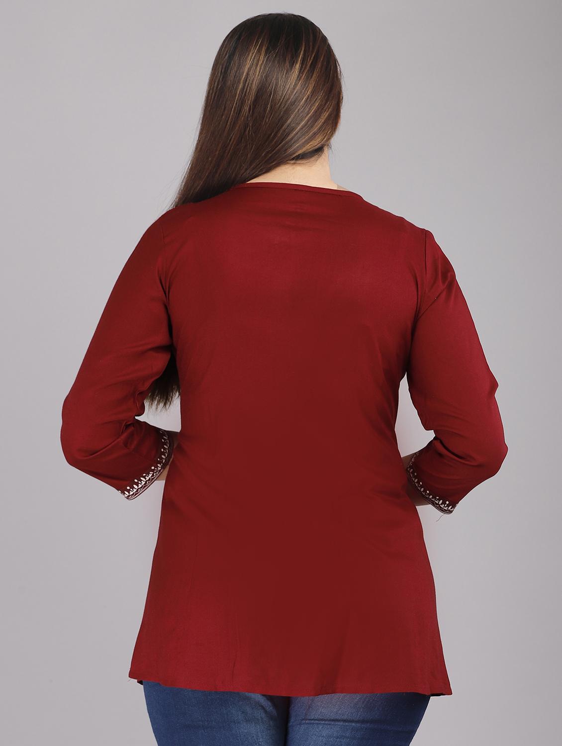 tie up neck embroidered tunic - 18512543 - Standard Image - 2