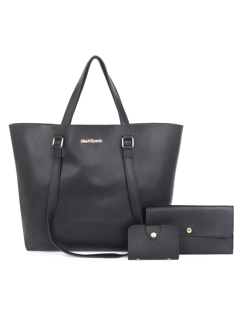black leatherette (pu) structured tote